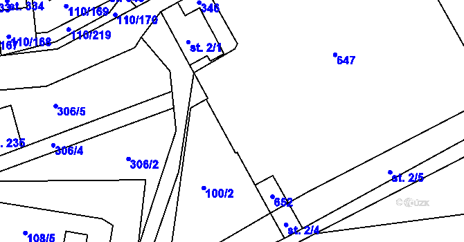 Parcela st. 2/3 v KÚ Mratín, Katastrální mapa