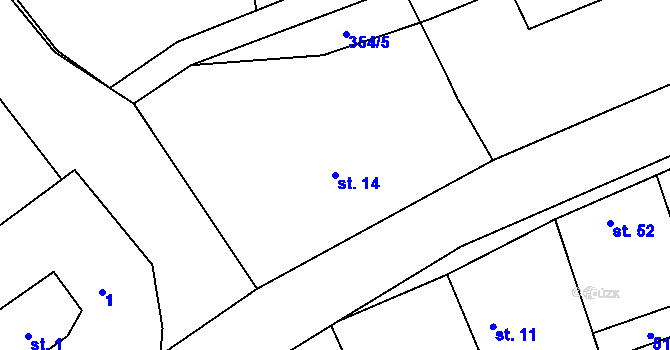 Parcela st. 14 v KÚ Mratín, Katastrální mapa
