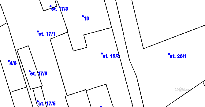 Parcela st. 19 v KÚ Mratín, Katastrální mapa