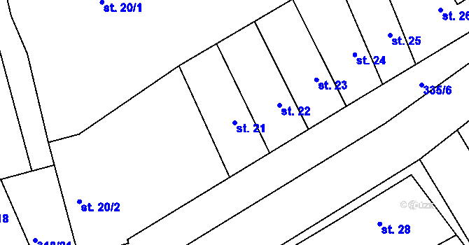 Parcela st. 21 v KÚ Mratín, Katastrální mapa