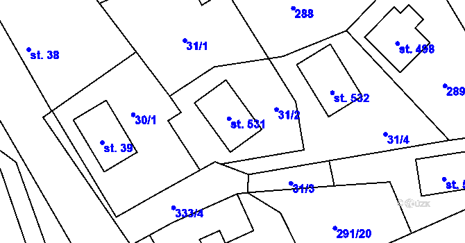 Parcela st. 48 v KÚ Mratín, Katastrální mapa