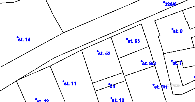 Parcela st. 52 v KÚ Mratín, Katastrální mapa