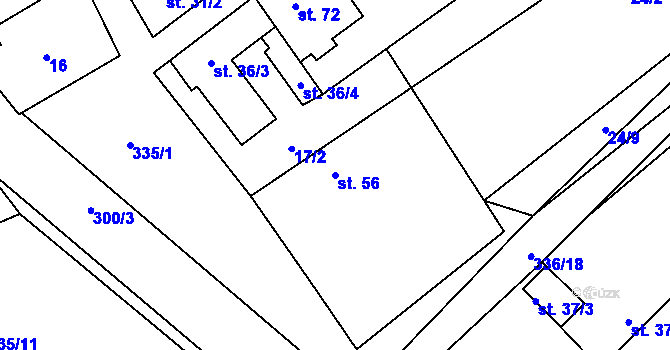 Parcela st. 56 v KÚ Mratín, Katastrální mapa