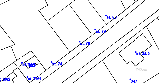 Parcela st. 76 v KÚ Mratín, Katastrální mapa