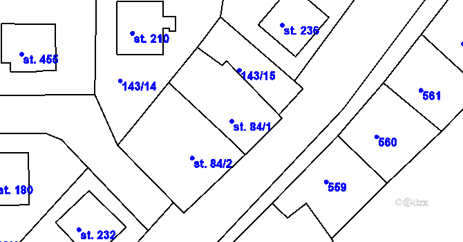 Parcela st. 84/1 v KÚ Mratín, Katastrální mapa