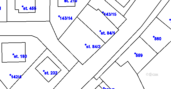 Parcela st. 84/2 v KÚ Mratín, Katastrální mapa