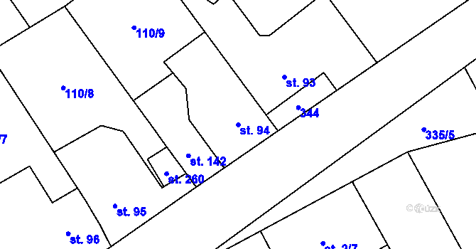Parcela st. 94 v KÚ Mratín, Katastrální mapa