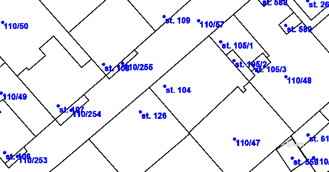 Parcela st. 104 v KÚ Mratín, Katastrální mapa