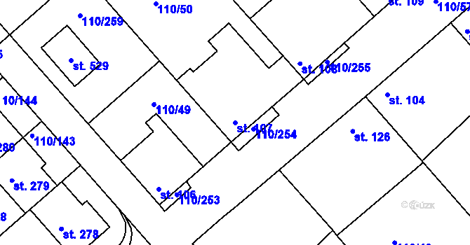 Parcela st. 107 v KÚ Mratín, Katastrální mapa