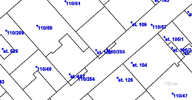 Parcela st. 108 v KÚ Mratín, Katastrální mapa