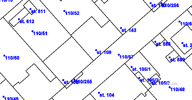 Parcela st. 109 v KÚ Mratín, Katastrální mapa
