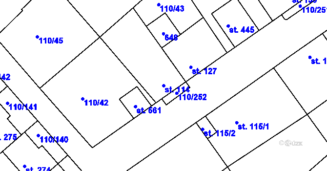 Parcela st. 114 v KÚ Mratín, Katastrální mapa