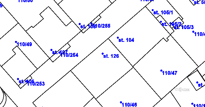 Parcela st. 126 v KÚ Mratín, Katastrální mapa