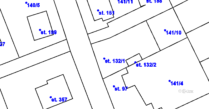 Parcela st. 132 v KÚ Mratín, Katastrální mapa