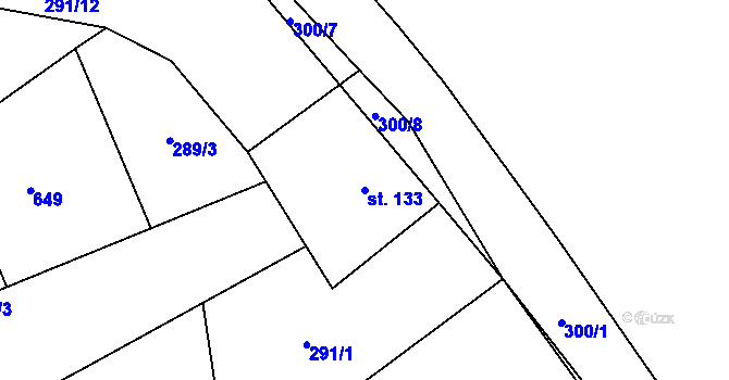 Parcela st. 133 v KÚ Mratín, Katastrální mapa