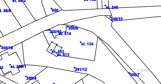 Parcela st. 134 v KÚ Mratín, Katastrální mapa