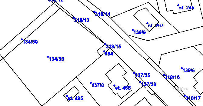 Parcela st. 137 v KÚ Mratín, Katastrální mapa