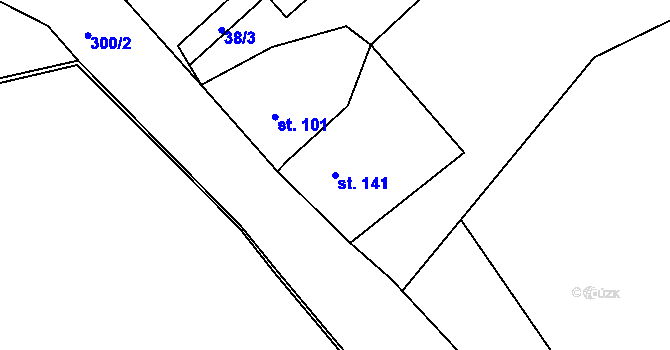 Parcela st. 141 v KÚ Mratín, Katastrální mapa