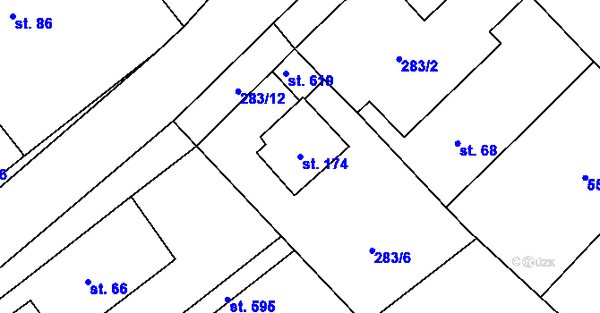 Parcela st. 174 v KÚ Mratín, Katastrální mapa