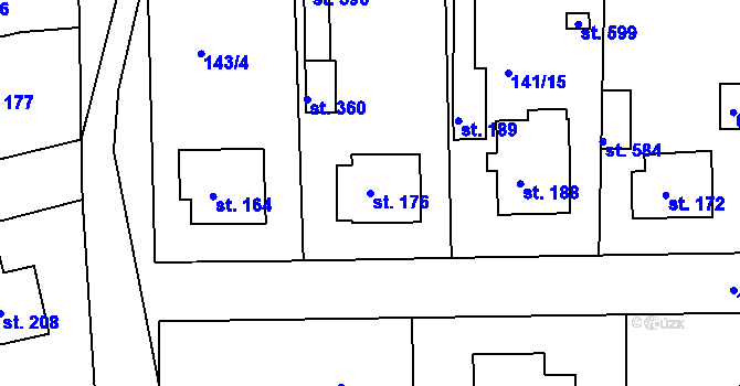 Parcela st. 176 v KÚ Mratín, Katastrální mapa