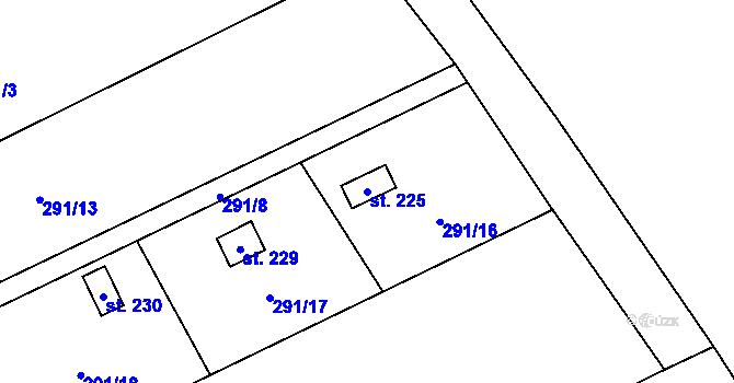 Parcela st. 225 v KÚ Mratín, Katastrální mapa