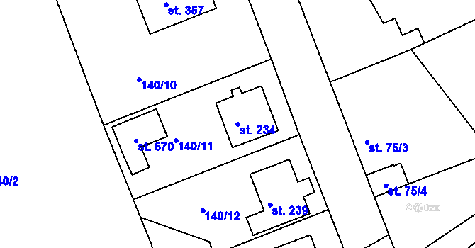 Parcela st. 234 v KÚ Mratín, Katastrální mapa