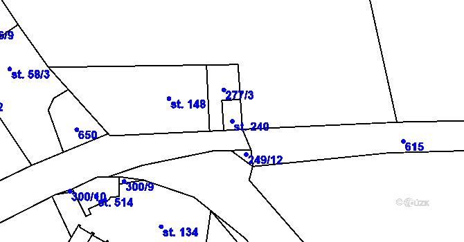 Parcela st. 240 v KÚ Mratín, Katastrální mapa