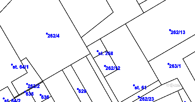 Parcela st. 258 v KÚ Mratín, Katastrální mapa