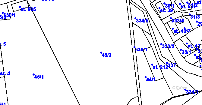 Parcela st. 45/3 v KÚ Mratín, Katastrální mapa