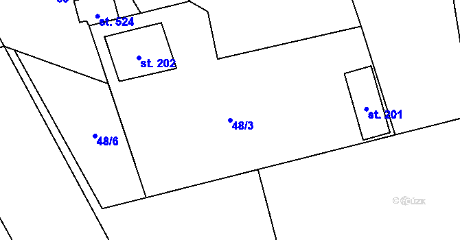 Parcela st. 48/3 v KÚ Mratín, Katastrální mapa