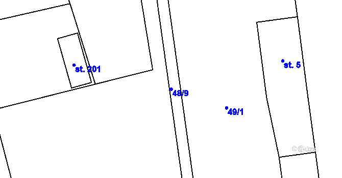 Parcela st. 48/9 v KÚ Mratín, Katastrální mapa