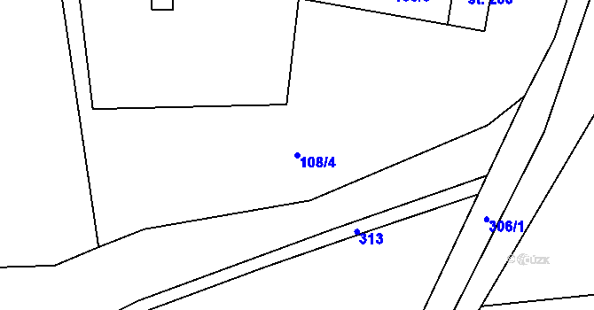 Parcela st. 108/4 v KÚ Mratín, Katastrální mapa