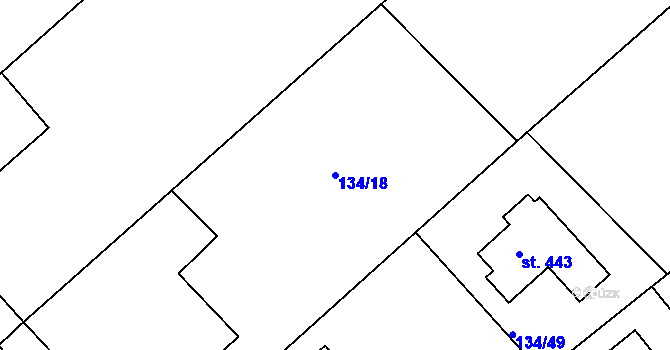 Parcela st. 134/18 v KÚ Mratín, Katastrální mapa