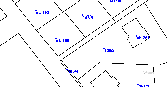 Parcela st. 137/5 v KÚ Mratín, Katastrální mapa