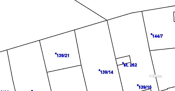 Parcela st. 139/22 v KÚ Mratín, Katastrální mapa