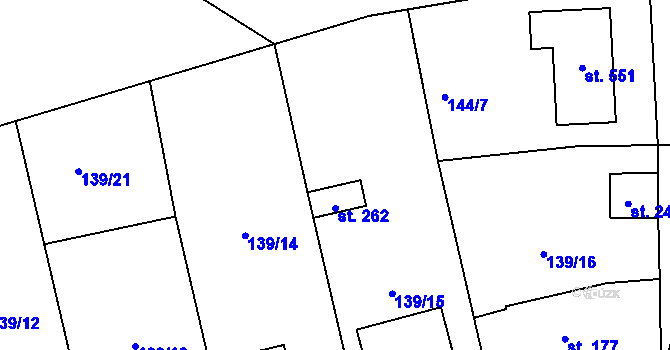 Parcela st. 139/23 v KÚ Mratín, Katastrální mapa