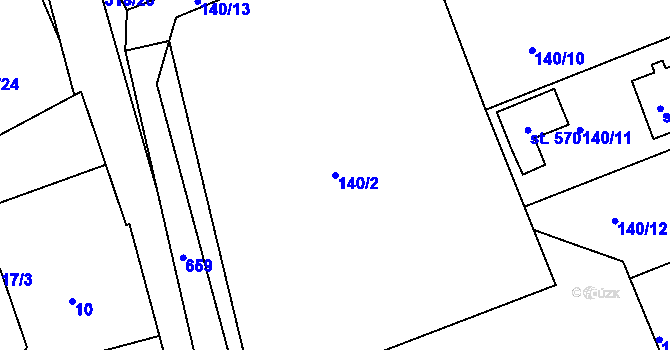 Parcela st. 140/2 v KÚ Mratín, Katastrální mapa