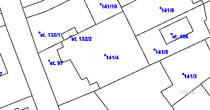 Parcela st. 141/4 v KÚ Mratín, Katastrální mapa