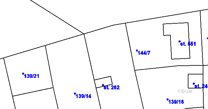 Parcela st. 144/21 v KÚ Mratín, Katastrální mapa