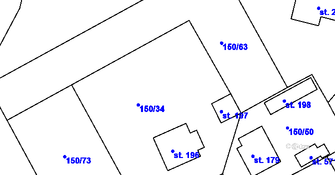 Parcela st. 150/35 v KÚ Mratín, Katastrální mapa
