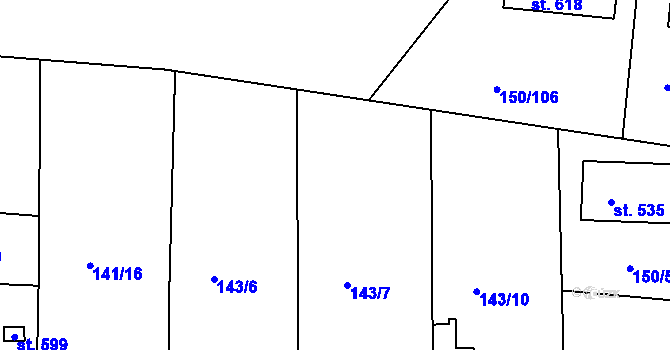 Parcela st. 150/57 v KÚ Mratín, Katastrální mapa