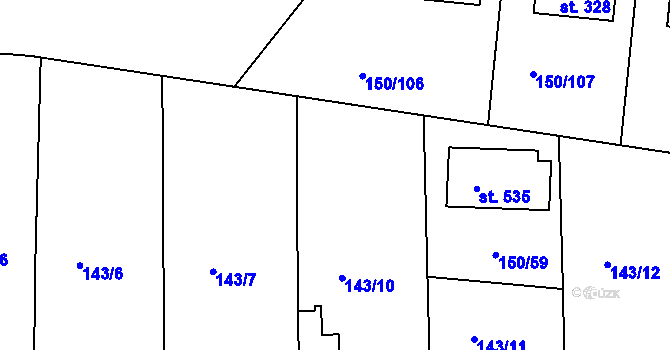 Parcela st. 150/58 v KÚ Mratín, Katastrální mapa