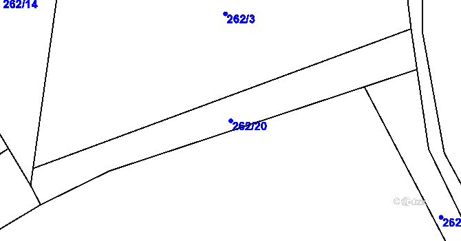 Parcela st. 262/20 v KÚ Mratín, Katastrální mapa