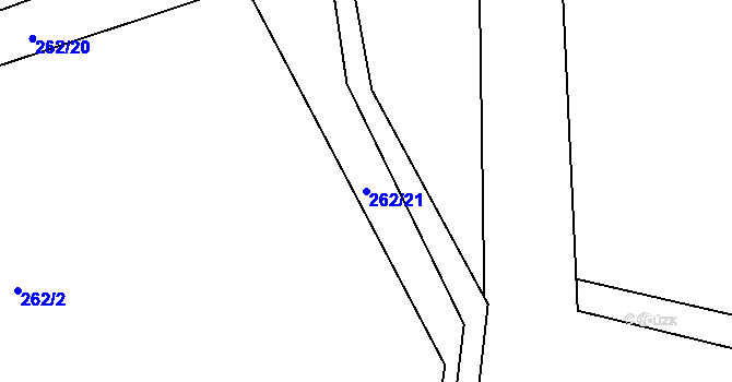 Parcela st. 262/21 v KÚ Mratín, Katastrální mapa