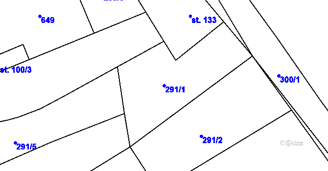 Parcela st. 291/1 v KÚ Mratín, Katastrální mapa