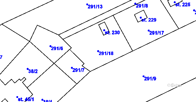 Parcela st. 291/18 v KÚ Mratín, Katastrální mapa