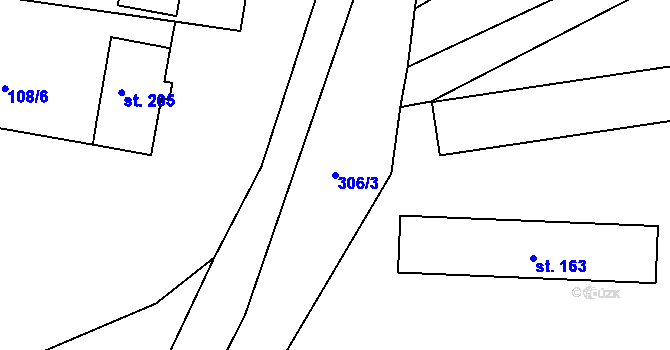 Parcela st. 306/3 v KÚ Mratín, Katastrální mapa