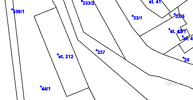 Parcela st. 337 v KÚ Mratín, Katastrální mapa