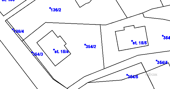 Parcela st. 354/2 v KÚ Mratín, Katastrální mapa