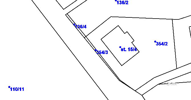 Parcela st. 354/3 v KÚ Mratín, Katastrální mapa